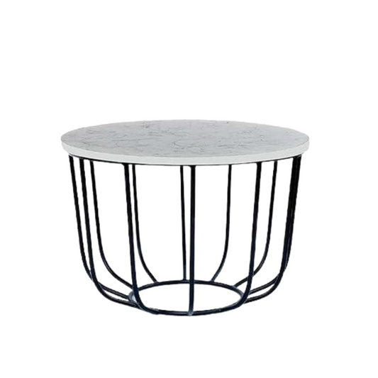 Wooden Mild Steel Base Round Coffee Table