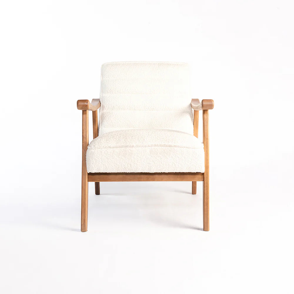 Tulsa Petal Rubberwood Armchair- Cotton
