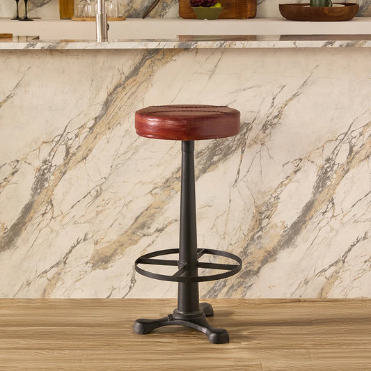 Macron Leather Bar Stool with Iron