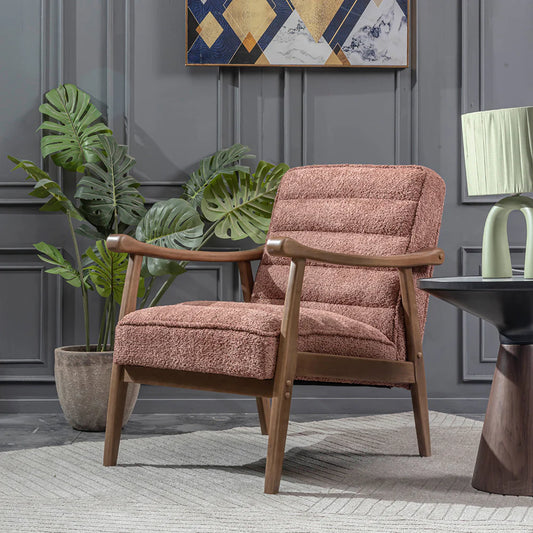 Tulsa Petal Rubberwood Armchair- Cotton