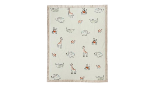 Jungle Odyssey Winter Kids Blanket with Beige Sherpa